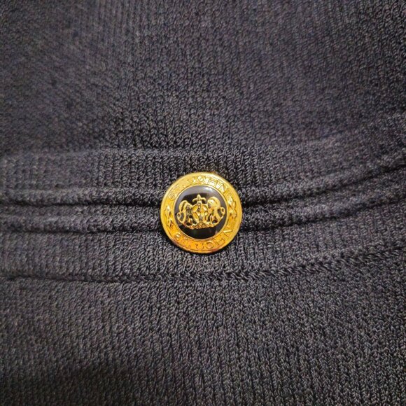 St. John Santana Knit Open Cardigan Sweater L Black Gold Button Quiet Luxury - Picture 6 of 9